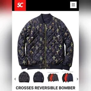 ジャケット・アウター Supreme 13ss Crosses Reversible Bomber Supreme SS13 Crosses Reversible Navy Jacket | eBay